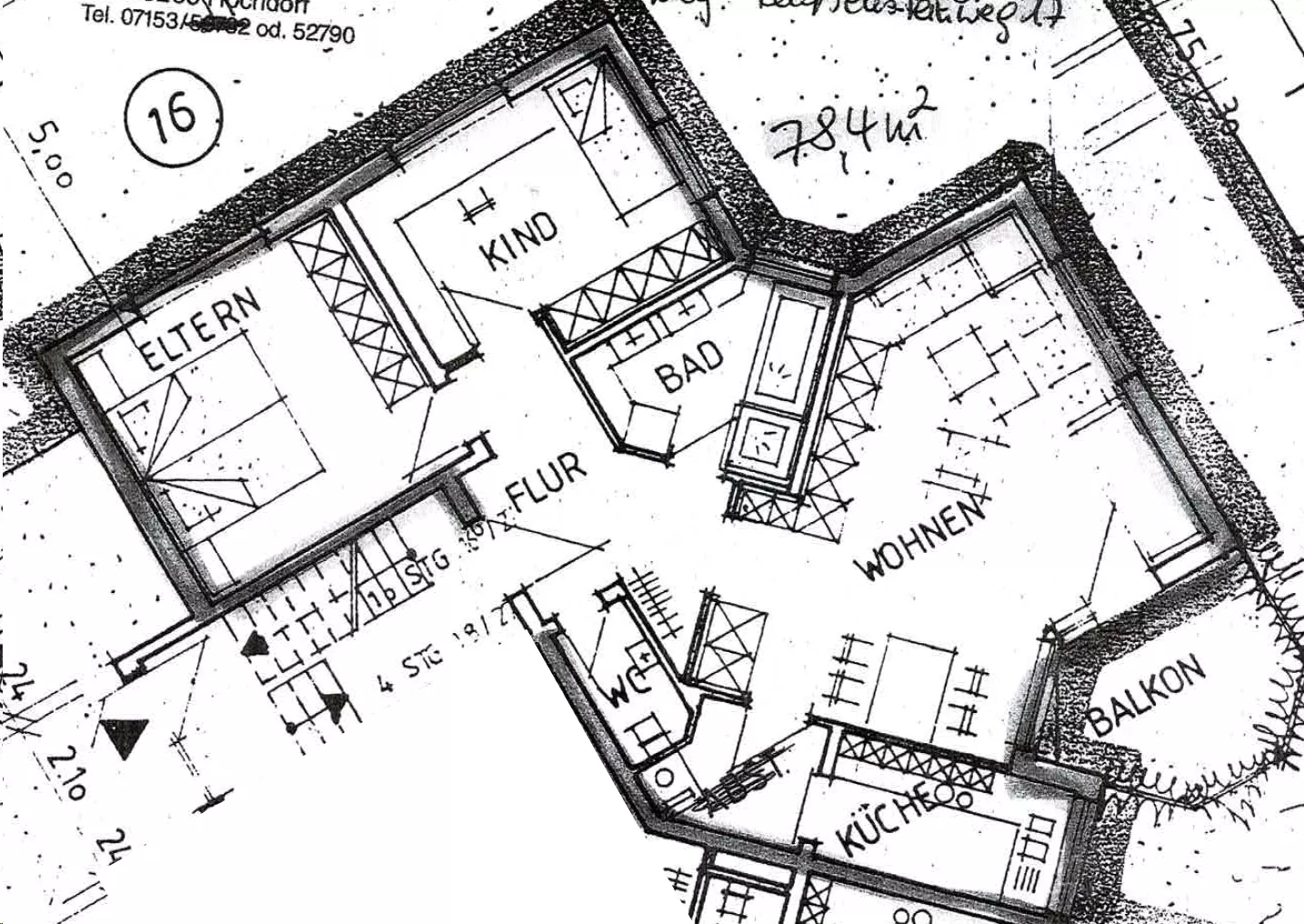 Grundriss 3-Zimmer-Wohnung in Esslingen-Sulzgries